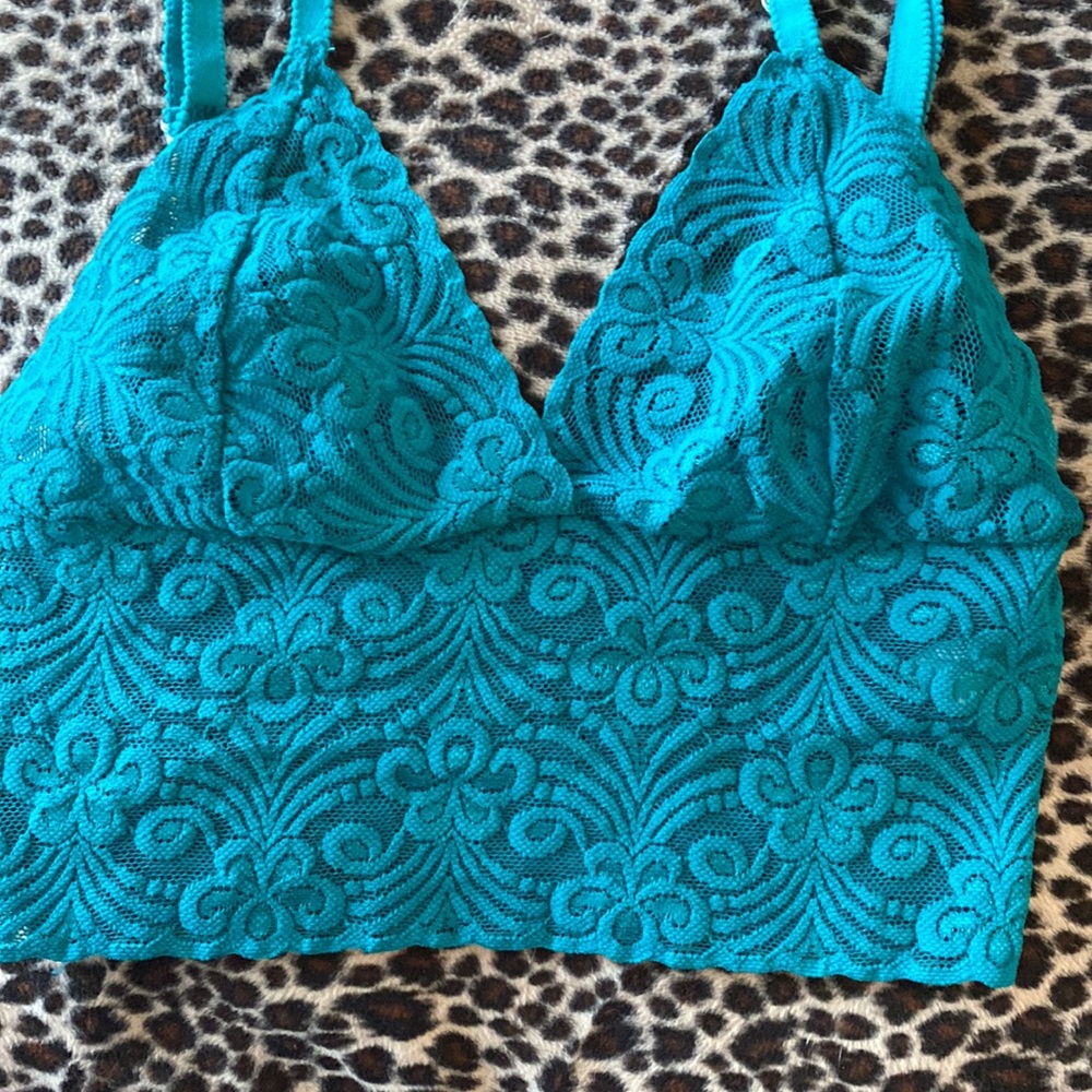 Vintage teal lace bralette - Picture 2 of 15